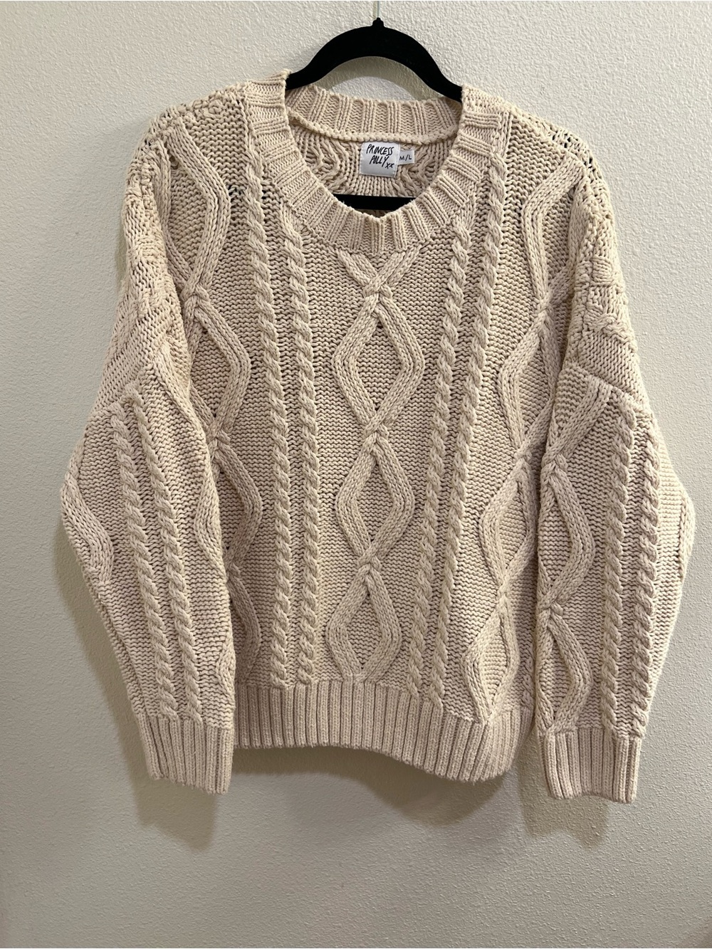 Princess Polly Women’s Anaya Oversized Cable Knit Sweater Size M/L